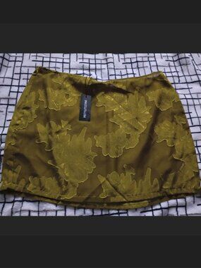 Pretty Little Thing Olive Green Sheer Mini Skirt Size 10